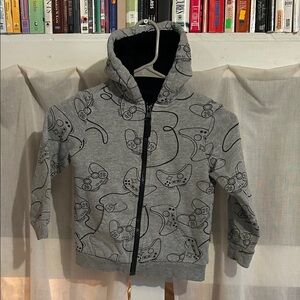 Gray Kids Hoodie with Game Controller Print